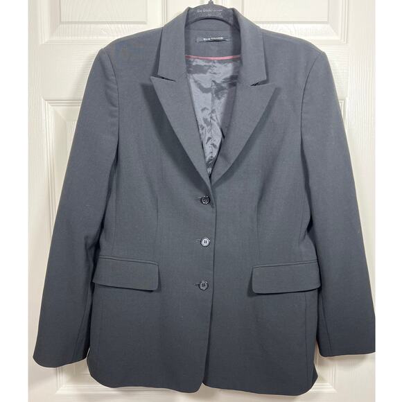 Elie Tahari Black 3 Button Blazer Stretch Career Business Women's 10 Corporate - Picture 1 of 7